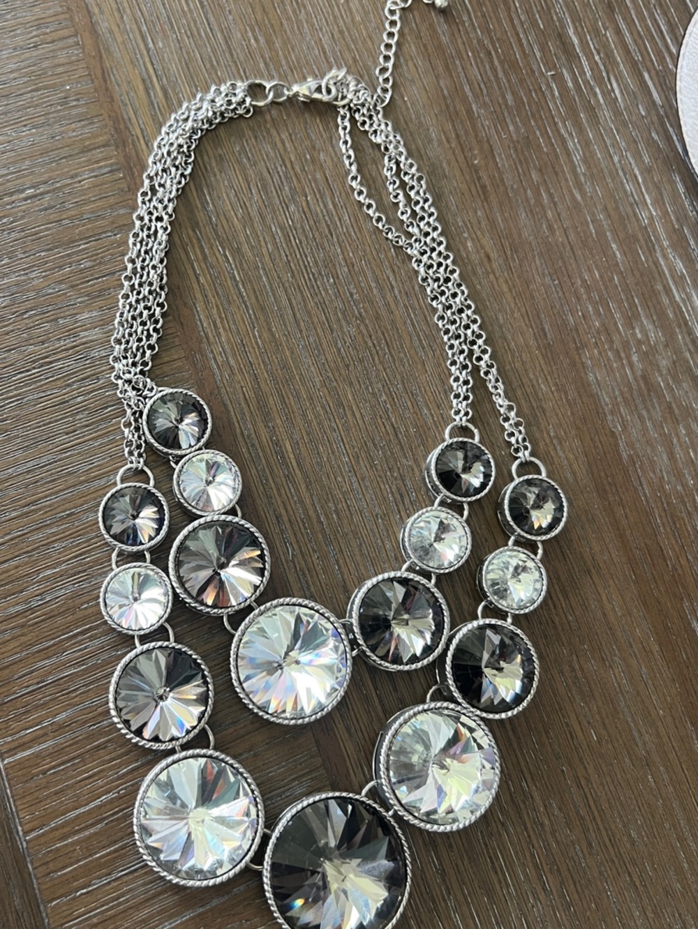 Versona Silver-Tone Multi-Circle Crystal Necklace